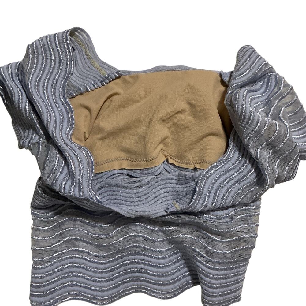 Cache Vintage Sheer Mesh Wave Stripe Fitted Crop … - image 3